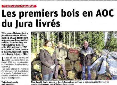 Les premiers bois en AOC Bois du Jura livrés